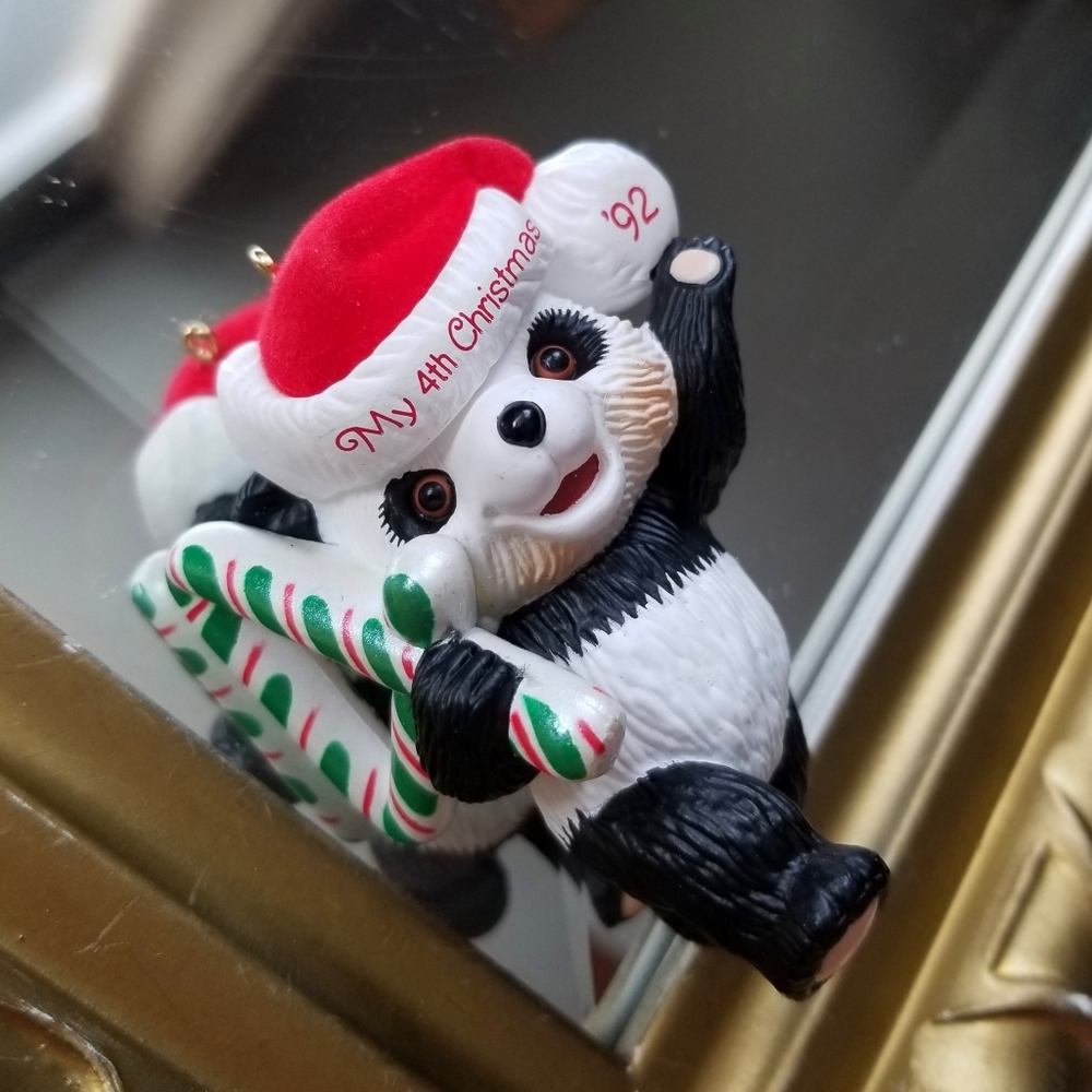 ❗Hallmark 1992 Keepsake "Child's Fourth Christmas" Holiday Panda Ornament❗